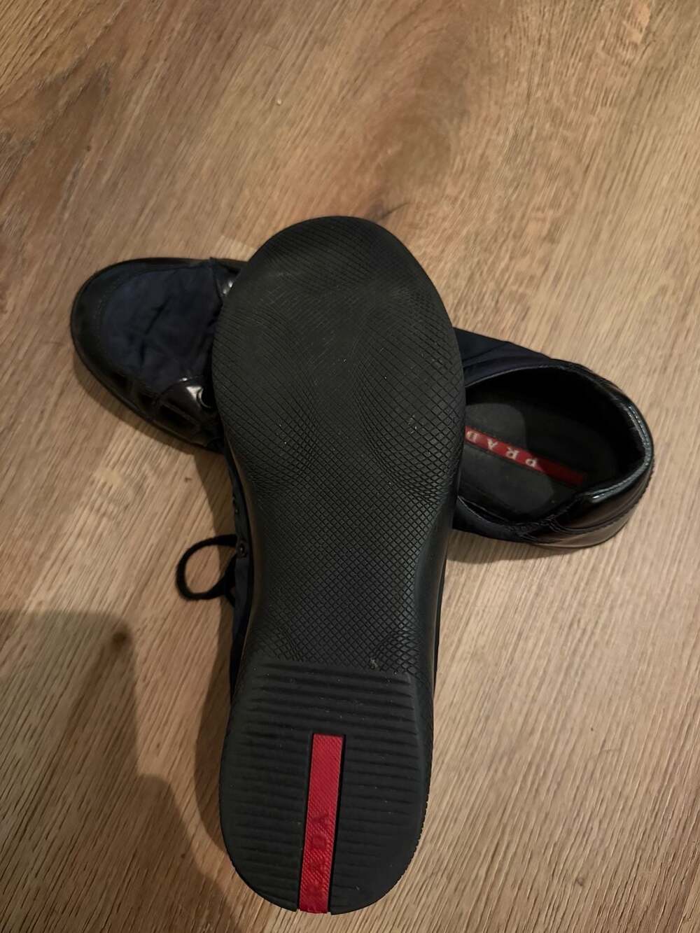 Prada Nylon and Patent Leather Sneakers Black Size 9.5 - Picture 5 of 8
